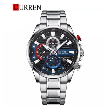 CURREN 8415 Original Brand Stainless Steel Band Wrist Watch For Men silver