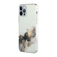 3D Marble Texture Transparent Iphone 14 Pro Case -white .