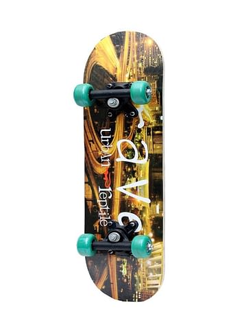 43 CM Wooden Skateboard for Kids 7 Layer Maple Wood Smooth Wheels Outdoor Sports Games Comes in Assorted Colors and Designs - Rave Urban Black & Brown