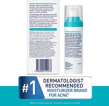 CeraVe Resurfacing Retinol Serum for Post-Acne Marks, Pores and Skin Texture | Brightening Facial Serum with Retinol and Niacinamide - 30 ml