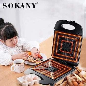 Sokany KJ-127 Houselin Electric Panini Press Grill and Sandwich Maker , Healthy Ceramic Nonstick Plates