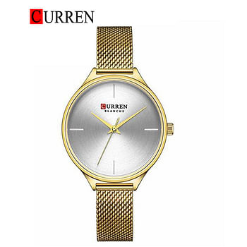 Curren 9062 Original Brand Mesh Band Wrist Watch For Women / Gold