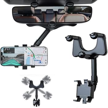 360 Rotatable and Retractable Car Phone Holder, Universal Rearview Mirror Holder for Car