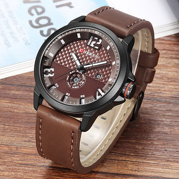 CURREN 8253 Men's Water Resistant Analog Wrist Watch Chocolate/Black