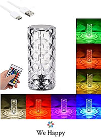 We Happy LED Crystal Table Lamp أضواء متعددة الألوان مع جهاز تحكم عن بعد وشاحن USB من النوع C مثالي لديكور المنزل