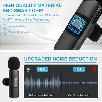 K9 Wireless Collar Microphone Dual Lapel Lavalier Omnidirectional Mic Plug and Play Mike for Vlogging Interview Live Streaming YouTube Video Compatible with Android Smartphones & iPhone(iOS)