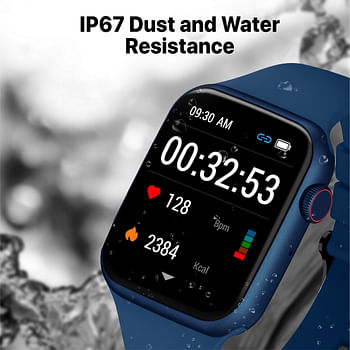 Promate Smart Watch, Bluetooth 5.0 Health and Fitness Tracker with 1.9” TFT Display, 10-15 Day Battery Life, 100 Watch Faces, 30 Sports Modes and IP67 Water Resistance for iPhone 14, Galaxy S22, XWatch-B19.Blue