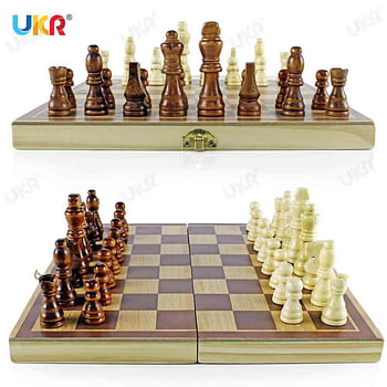 BERRY Chess Wooden Traditional Board Game Compact 12 inch Classic Set Gift for Kids