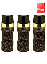 Nabeel Black Deodorant Antiperspirant Unisex Body Spray 150 ML (Pack of 3)