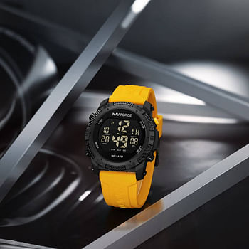 NAVIFORCE 7104 Unisex LCD Digital Silicone Acrylic Sport Watch - Black, Yellow