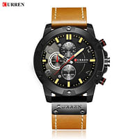 CURREN 8285 Original Brand Leather Straps Wrist Watch For Men Brown/Black