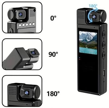 كاميرا L9 1080P كاميرا صغيرة محمولة للجسم 180 عدسة دوارة كاميرات فيديو رياضية