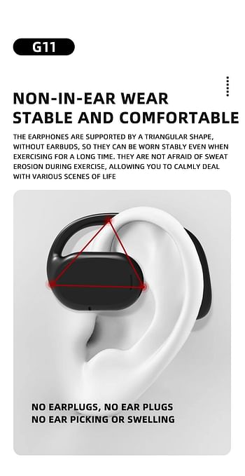 Black And White Classic Wireless Earbuds For SGS-G11,Smart Business Assistant TWS Wireless Air Conduction Advanced Headset