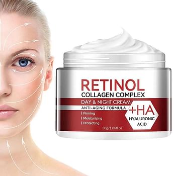 Retinol Collagen Moisturizer Face Cream with Anti Aging Formula | Firming, Repairing, Nourishing and Moisturizing Facial Cream to Brighten Skin - 30 g