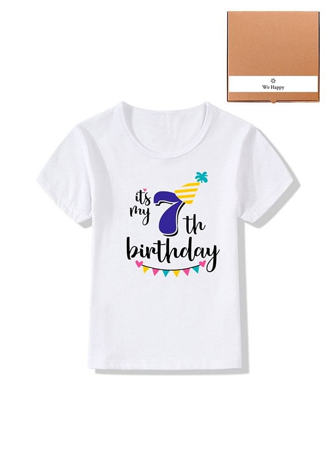 Its My 7th Birthday Party Boys and Girls Costume Tshirt Memorable Gift Idea Amazing Photoshoot Prop Blue