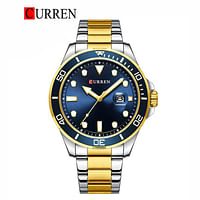 CURREN 8388 Original Brand Stainless Steel Band Wrist Watch SILVER/GOLD