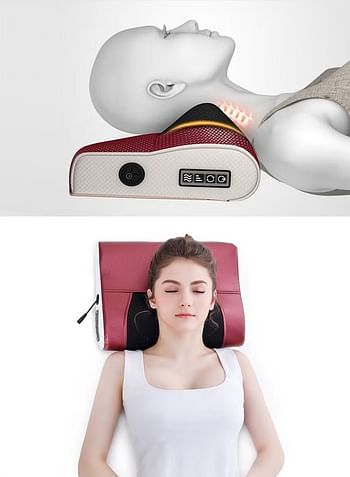 Neck And Shoulder Massage Electric Pillow Massager Machine Back Cervical Relaxation Cushion Warm Heating Kneading Deep Tissue Therapy Body Spine Calf Thigh Leg Foot Muscle Pain Relief