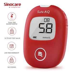 نظام مراقبة نسبة الجلوكوز في الدم الذكي SINOCARE Safe AQ مع 50 شريط اختبار و50 مشرط (حزمة)