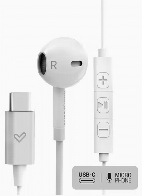 Earphones Smart 2 Type C ( Digital Sound, Music & Volume Control, Carrying Case, In-Ear) White