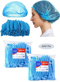 Gesalife 200 قطعة قبعات استحمام للاستعمال مرة واحدة غير منسوجة Mob Hair Net 19 بوصة أزرق