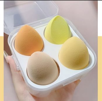Makeup Sponge Beauty Blender Puff With 4 in 1 Storage Box Multi Color Designs