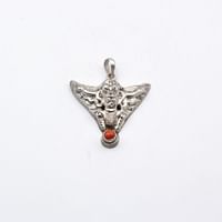 Antique Rare Find 925 Sterling Silver Garuda and Coral Pendant Handcrafted in Nepal 6.4 grams