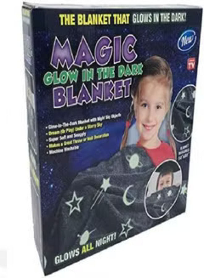 Magic Glow in The Dark Blanket Throw - Grey