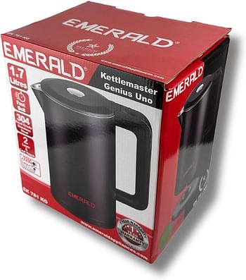 EMERALD Cordless Electric Kettle, 2200W Power, 1.7L, with Auto Shut, 360-Degree Cord Design, Perfect for Warm Beverages, EK781KG.