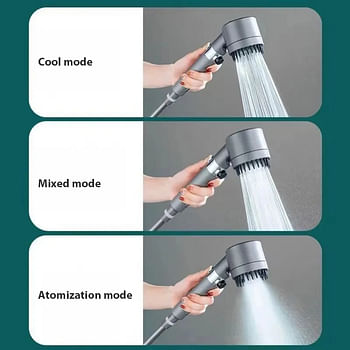Generic New 3 Modes Adjustable Shower Head 4 In 1 Massage Shower High Pressure Water Saving One-Key Stop Spray Nozzle Bathroom