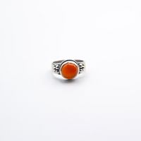 925 Sterling Silver Natural Red Carnelian Crystal Ring Size Diameter 3 cm