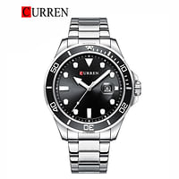 CURREN 8388 Original Brand Stainless Steel Band Wrist Watch silver Black