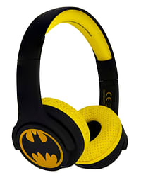 OTL Batman On Ear  Wireless  Kids HeadPhone - Safe Volume Limiting @ 85DB, Bluetooth 5.0 @ 10m distance, 30Hrs Playtime, Superb Sound w/ Aux port, Foldable, Comfortable & amp; Adjustable - Bat Symbol
