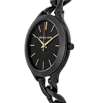 Michael Kors Mk3317 Casual Watch Analog Display For Women, Black Band