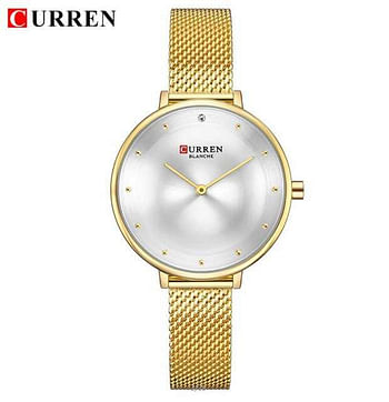 Curren 9029 Original Brand Mesh Band Wrist Watch For Women / Gold