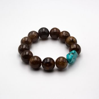 Natural Himalayan Yellow Tourmaline and One Turquoise Crystal Bracelet