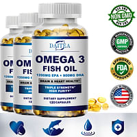 مكمل غذائي Daitea Omega 3 Fish Oil Capsules غني بـ DHA EPA لمكافحة الشيخوخة والبشرة والعينين والقلب والدماغ والجهاز المناعي
