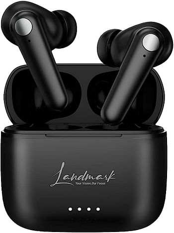 Landmark LM BH98 Bass Lord in-Ear True Wireless Earbuds (TWS) with in-built mic for phone calls | Bluetooth 5.0 | Touch Controls | 24 hrs non stop music - Black.