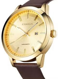 CURREN Men's Leather Analog Watch WT-CU-8114-GO - 45 mm - Brown