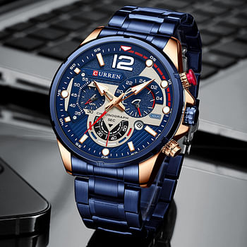 CURREN Men's Watch Sport Multi-Function Chronograph Wristwatch 8395