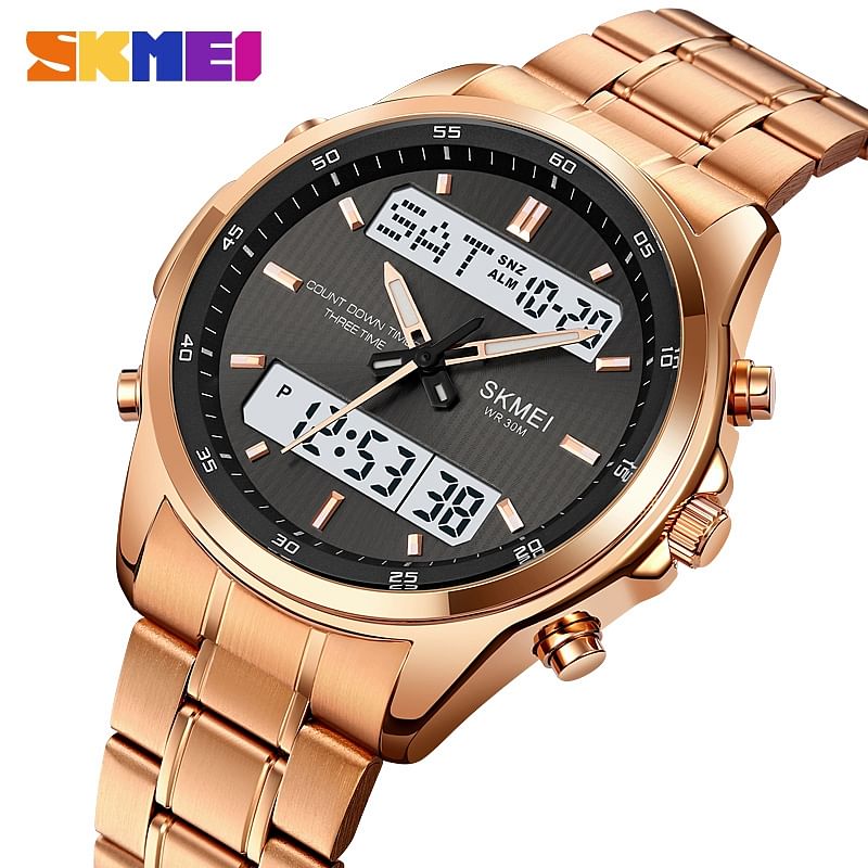 SKMEI Men Electronic Watch Dual Display Electronic Watch Multifunctional Waterproof Watch Fashion Business Style For Men 2049