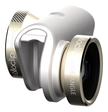 Olloclip - 4-IN-1 Lens With Pendant-Gold Lens/White Clip - For iPhone 6/6PLUS