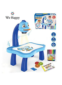 لعبة طاولة بروجيكتور للرسم من We Happy مع لعبة نشاط تطوير مهارات الأطفال التعليمية والموسيقى الخفيفة باللون الأزرق
