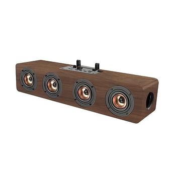 Landmark LM BT1024FM Stereo Channel Roar 20 Watts Dynamic Sound Wireless Wooden Finish Bluetooth Soundbar(BROWN)