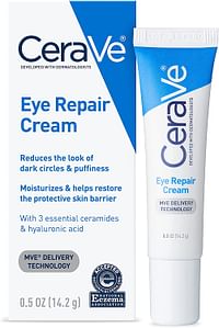 CeraVe Eye Repair Cream | Under Eye Cream for Dark Circles and Puffiness Delicate Skin Under Eye Area with Hyaluronic acid and Ceramides l Non-comedogenic, Fragrance Free | 0.5Oz, 14 ML