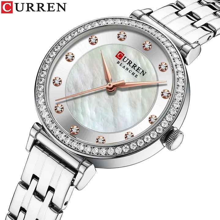 CURREN 9087 Original Brand Stainless Steel Band Wrist Watch For Women With Box