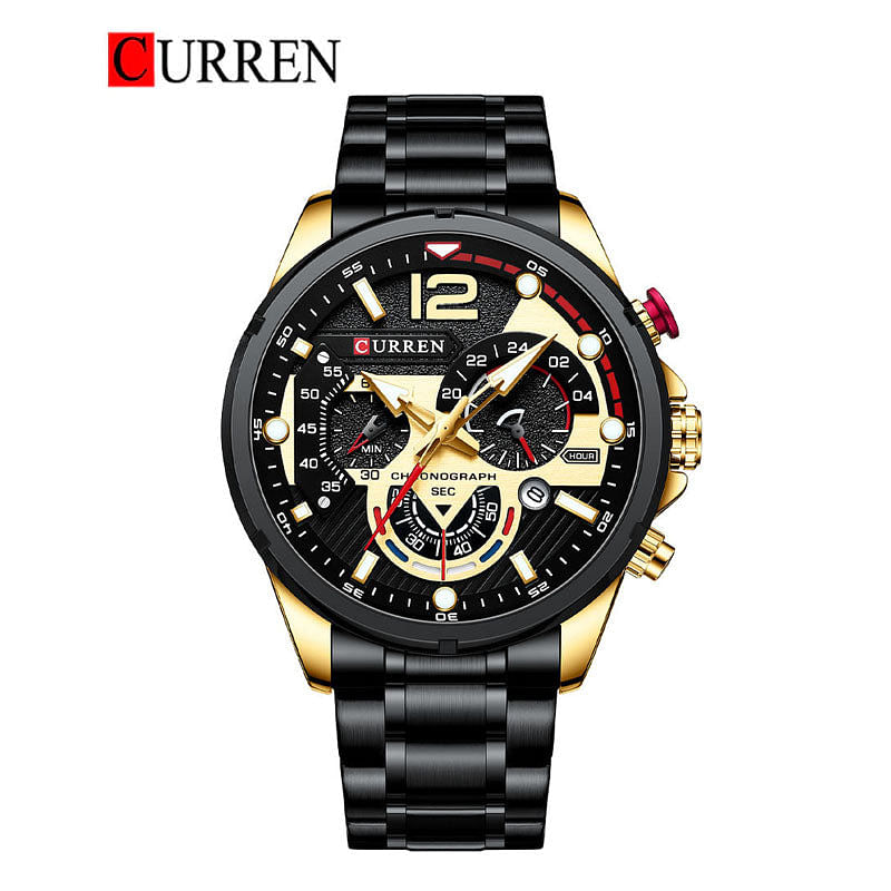 CURREN Men's Watch Sport Multi-Function Chronograph Wrist watch 8395 black &gold