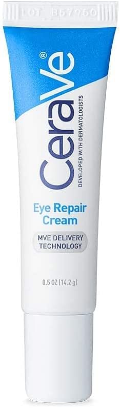 CeraVe Eye Repair Cream | Under Eye Cream for Dark Circles and Puffiness Delicate Skin Under Eye Area with Hyaluronic acid and Ceramides l Non-comedogenic, Fragrance Free | 0.5Oz, 14 ML