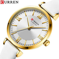 Curren 9079 Original Brand Leather Straps Wrist Watch For Women / White