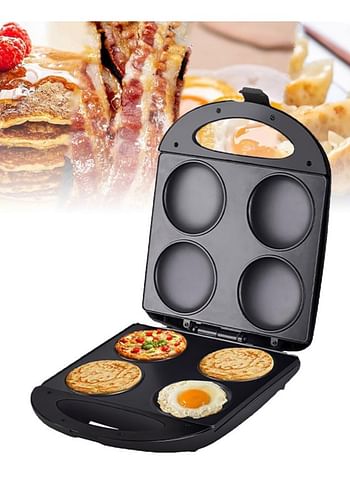 Mini Pancake Pan Non-stick Pan Cake Maker Griddle Make 4 Unique Flapjack for Cooking Healthy Fried Eggs Burger Omelette and More (SK-822, 1400W)