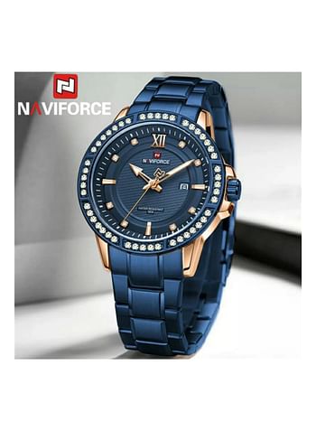 NAVIFORCE NF9187 Royal Blue Stainless Steel Analog Watch For Men - RoseGold & Royal Blue